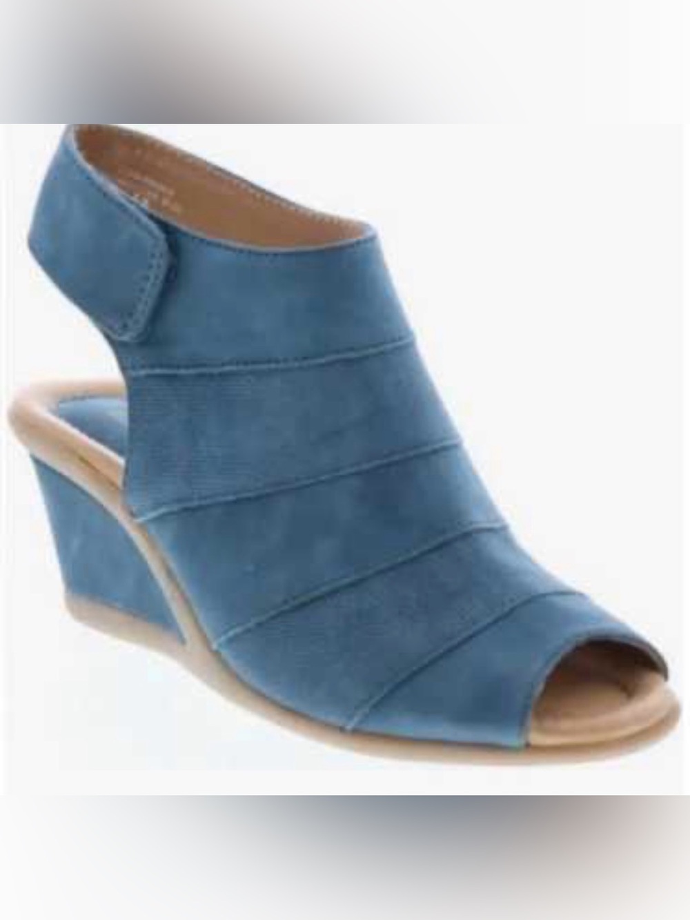 Earth Coriander Leather 2.5” Wedge Peep-Toe Slingback Sandal - Moroccan Blue 8B